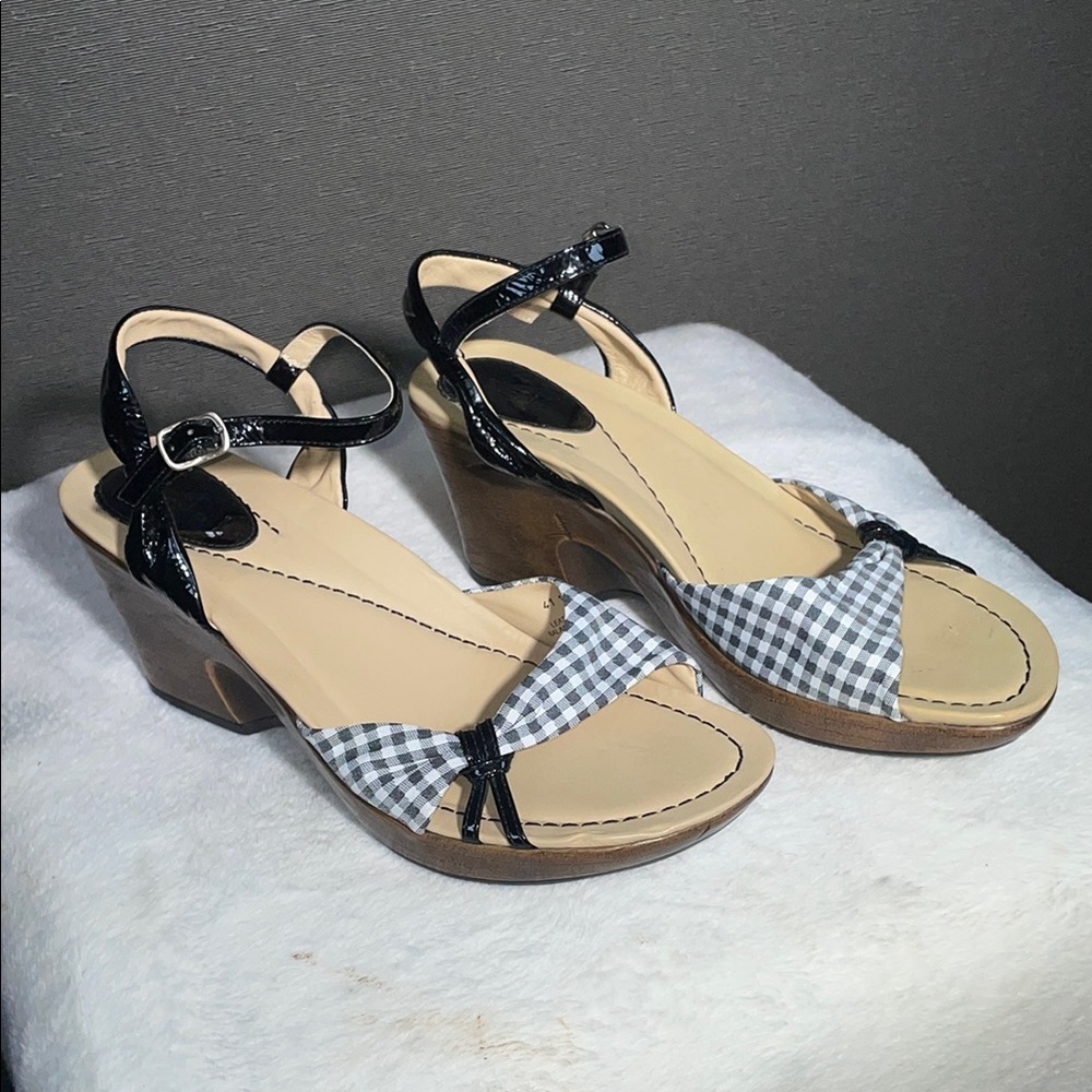 Dansko Black and White Sandals with Ankle Straps